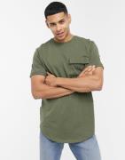 Only & Sons - Longline T-shirt med lomme i khaki-Grøn