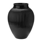 Knabstrup Keramik Knabstrup vase riflet 27 cm Sort