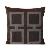 Lexington Graphic Recycled Wool pudebetræk 50x50 cm Dark gray/White/Br...