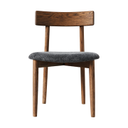 MUUBS Tetra stol med polstret sæde Granitfarvet stof-mørkfarvet eg