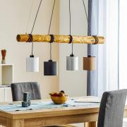 Sachiko hængelampe, træbjælke, fire tekstilskærme