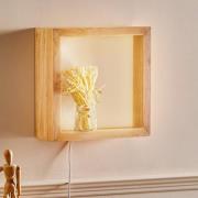 LED-væglampe Window, 37 x 37 cm, egetræ