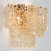 Glace væglampe i glas med gylden holder