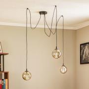 Hængelampe Glassy 3 lyskilder decentral, glas grafit