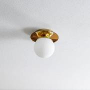 Plato loftslampe, guldfarvet, metal, opalglas, Ø 19 cm