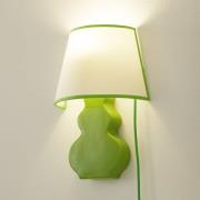 A187 keramisk væglampe med stofskærm, grøn