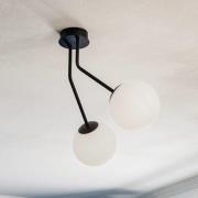 Loftlampe Nova, sort/opal, 2 lyskilder