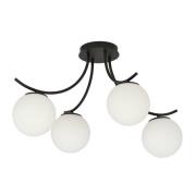 Loftlampe Boston, sort/opal, 4 lyskilder