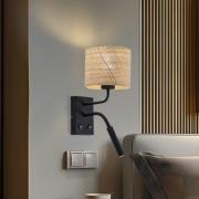Jovin væglampe, rattanskærm, 1 lyskilde med spot