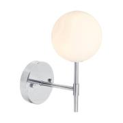 PR Home Sigma S væglampe, krom/opal, 1 lyskilde 25 cm glas