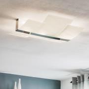 Loftlampe Shifted, tre glasdele, krom