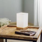 Canvas bordlampe, egetræ, kantet, hvid
