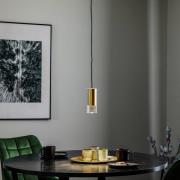 Hængelampe Cylinder, klar/messing, højde 15 cm