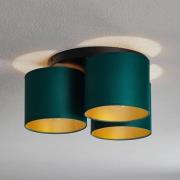 Loftlampe Soho, cylindrisk rund 3fl grøn/guld