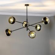 Loftlampe Linear, sort/klar, 6 lyskilder