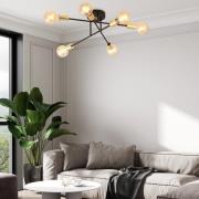 Veken 6B loftlampe, 6 lyskilder, sort/guld