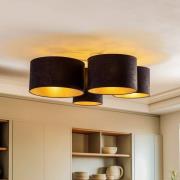 Euluna Lodge loftlampe, 4 lyskilder, sort/guld