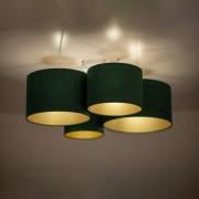 Euluna Lodge loftlampe, grøn/guld, 4 lyskilder
