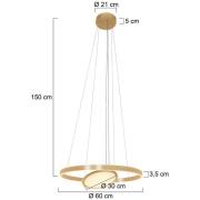 LED-hængelampe Ringlux 3 lyskilder Ø 60 cm guld