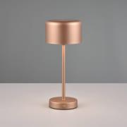Jeff LED genopladelig bordlampe, kaffe, højde 30 cm, metal