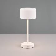 Jeff LED genopladelig bordlampe, mat hvid, højde 30 cm, metal