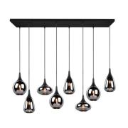 Lumina pendel, 8-lys, sort/krom, glas