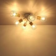 Luise loftlampe i hvid og trælook, 6 lyskilder