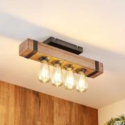 Lindby Sverina loftlampe, 46 cm, brun, træ, metal