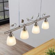 Lindby pendellampe Yannie, 4 lyskilder, 72 cm, nikkel/hvid, glas