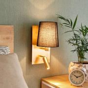 Lindby væglampe Aiden, 30 cm, sort, guld, LED-læselampe