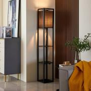 Lindby gulvlampe Birta, hylde, træ, sort, 159 cm