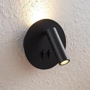 Lucande LED-væglampe Magya, sort 2 lyskilder, rund