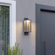 Lucande LED udendørs væglampe Ferdinand, bevægelsesdetektor, grå