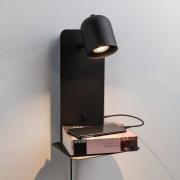 Paulmann Malena USB vægspot med hylde, sort