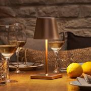 Nuindie mini LED genopladelig bordlampe, rund, USB-C, bronzefarvet