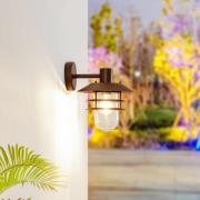 Lindby udendørs væglampe Meliora, rustbrun, jern, IP44, E27