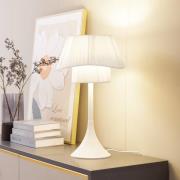 Lindby bordlampe Eryndor, hvid, tekstil, Ø 30 cm, E27