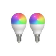 Prios Smart LED-dråbelampe, E14, 4,9 W, CCT, RGB, Tuya, 2 enheder