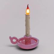 Grimm Bugia deko LED-bordlampe i kerteform, pink