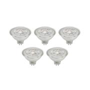 Prios LED-reflektor GU5.3 4.3W 345lm 36° klar 830 sæt med 5 stk
