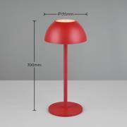 Ricardo LED genopladelig bordlampe, rød, højde 30 cm, plast