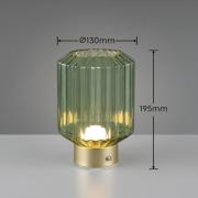 Lord LED-bordlampe, messing/grøn, højde 19,5 cm, glas