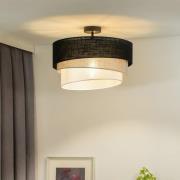 Euluna loftlampe Trio, sort/grå/hvid, tekstil, Ø 45 cm