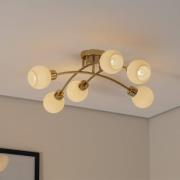 Marlo loftlampe, messingfarvet, opalglas, 6 lyskilder