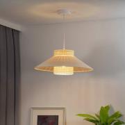 Euluna hængelampe Cappello, beige, naturratan, Ø 45 cm