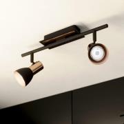 Barnham LED loftspot, længde 39,5 cm, sort/kobber