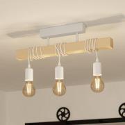 Townshend loftlampe, længde 55 cm, hvid/eg, 3 lyskilder.