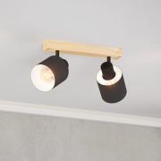 Batallas loftspot, længde 30 cm, sort/træ, 2 lyskilder.