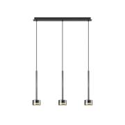 Tonic hængelampe, sort/krom, stråle, 3 lyskilder, metal, glas