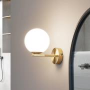 Lucande-væglampe Bidolo, messingfarvet, glas, 12 cm, IP44